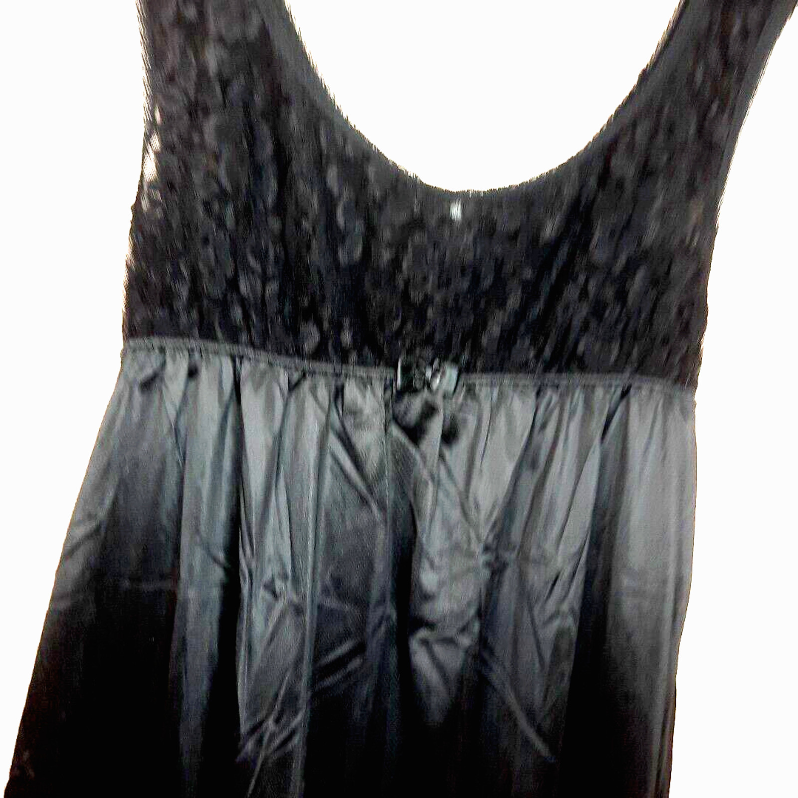 Vtg Cinema Lace Satin Babydoll Midi Slip Dress Nightgown Medium Black Fairy Goth