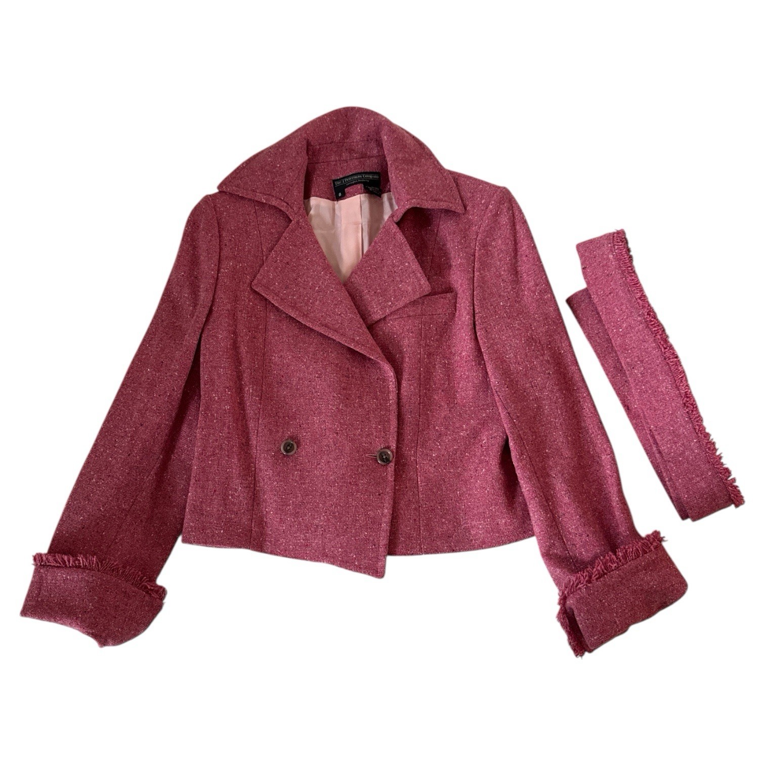 Vintage The J Peterman Company 100% Wool Pink Button Tie Y2K Jacket Women’s S
