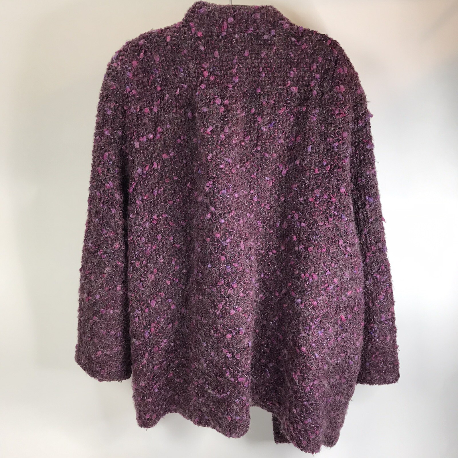 Vintage Sweater Purple Mohair Blend 60s Toni Woods New York USA 44 XL Nubby open