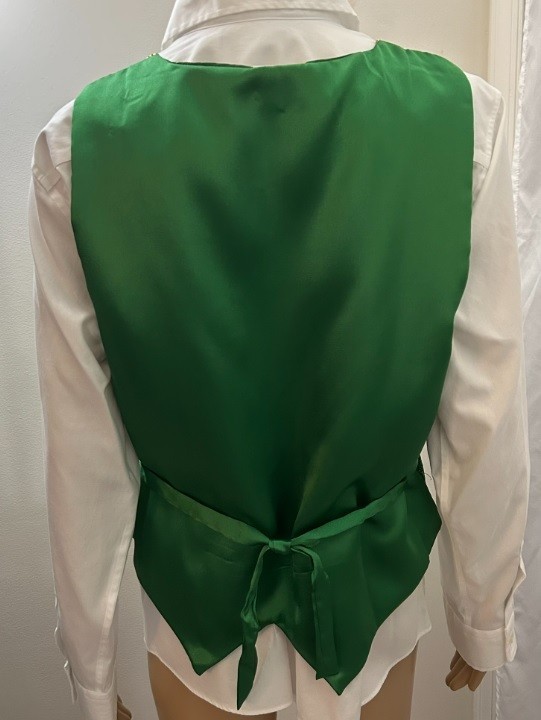PAKWEST Vintage EUC Size Large Sparkly Green/Gold Striped Button Vest Waistcoat