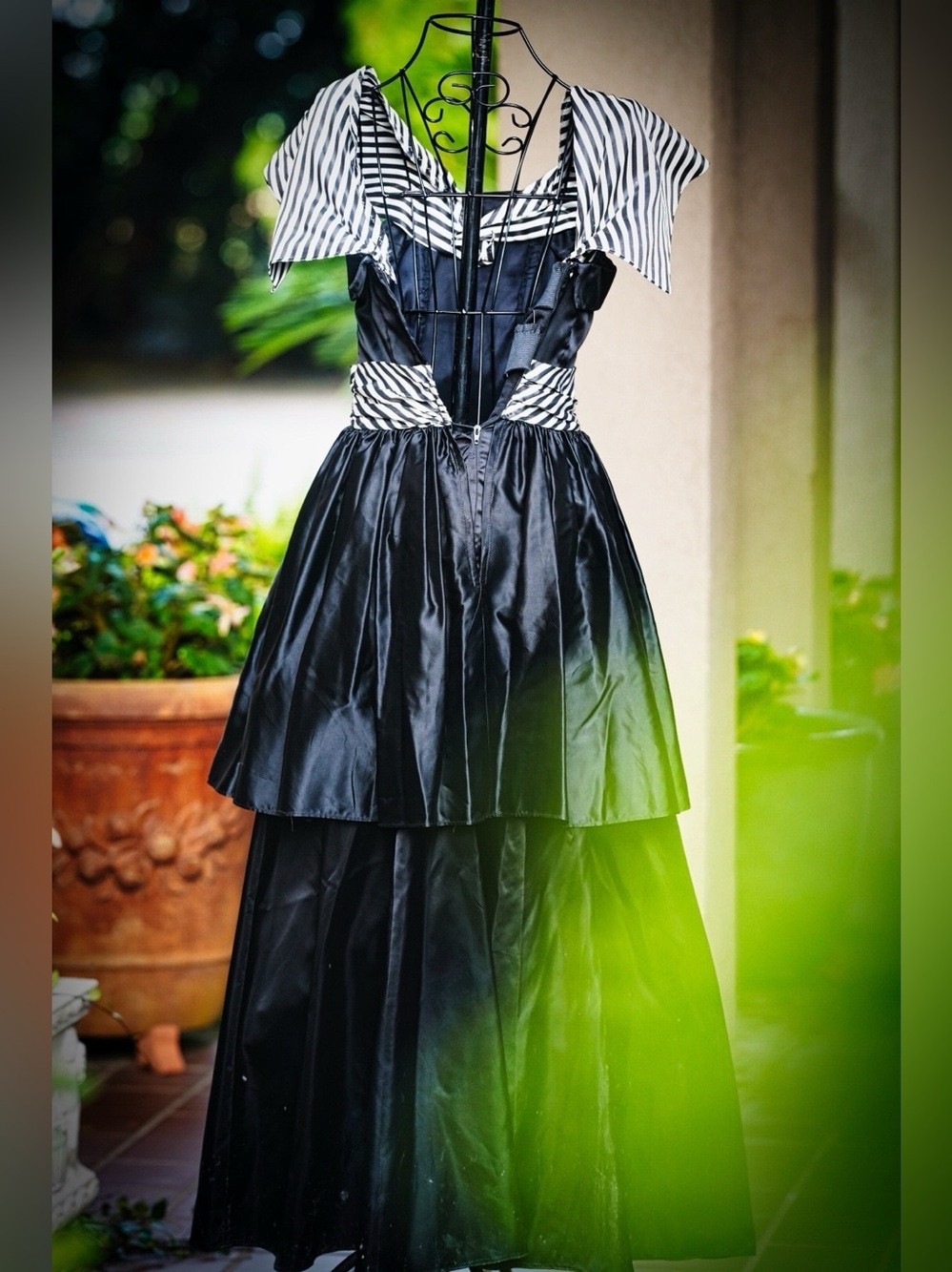Vintage Gunne Sax by Jessica McClintock Black Striped 80s Prom Dress Size 3
