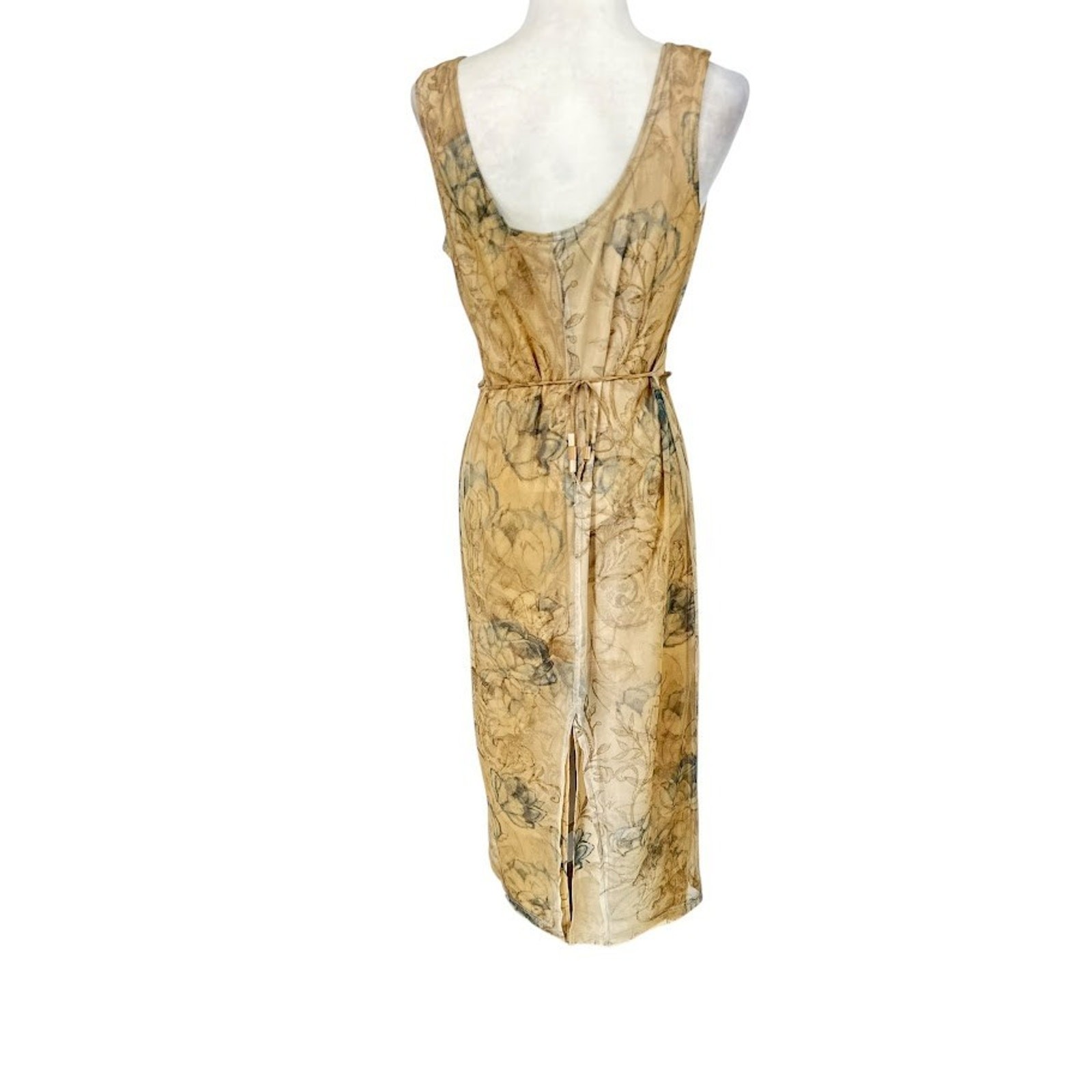 Vintage Joseph Ribkoff Tank Maxi Dress Size 10 Mesh Floral Watercolor Romantic