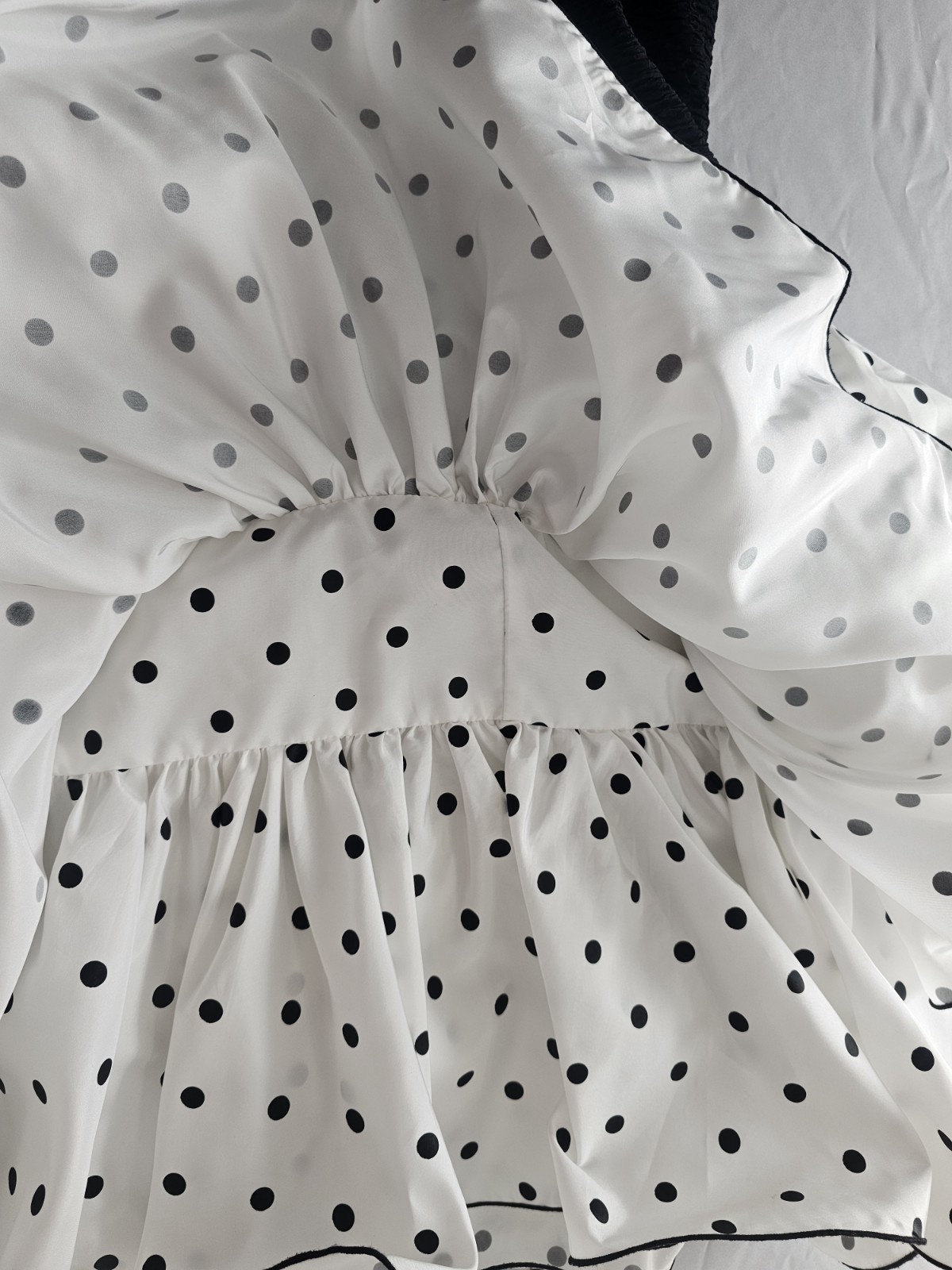 1980’s Huey Waltzer for Darcy 80s Prom Polka Dot Dress Size 5/6 Black White USA
