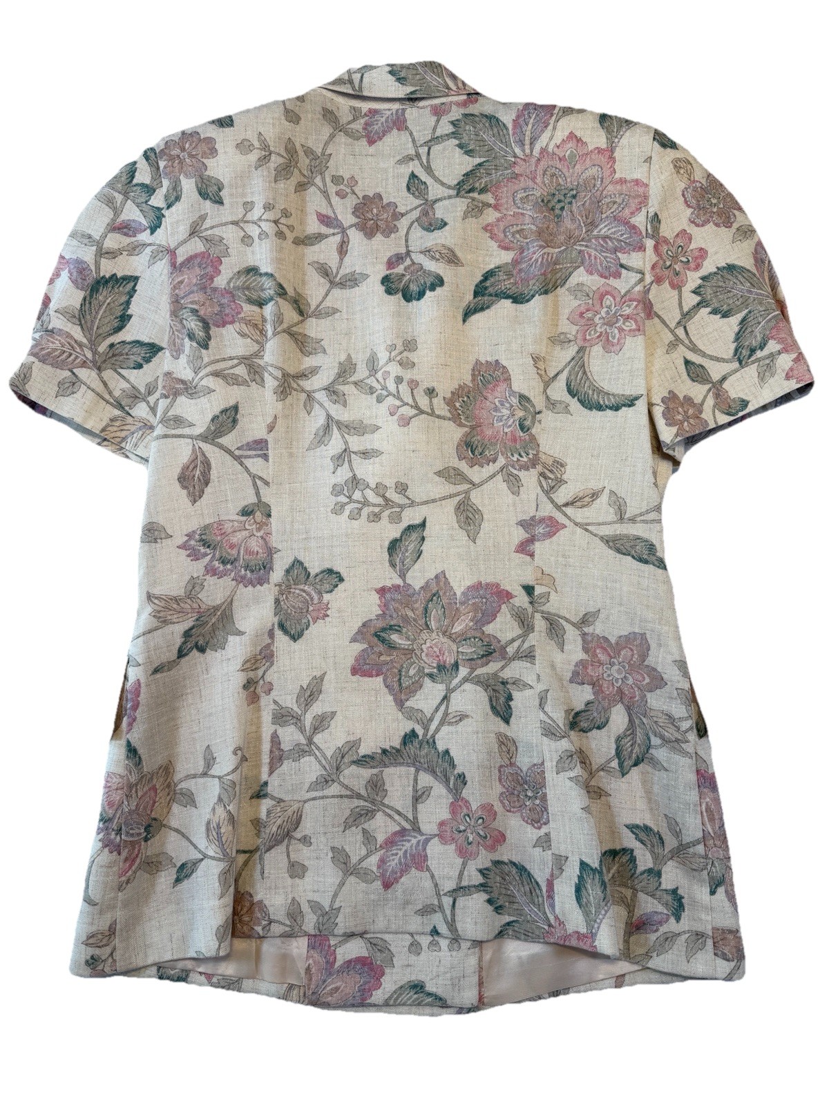 Vintage Suitables Floral Blazer Jacket Women’s 12 Short Sleeve Double Breasted