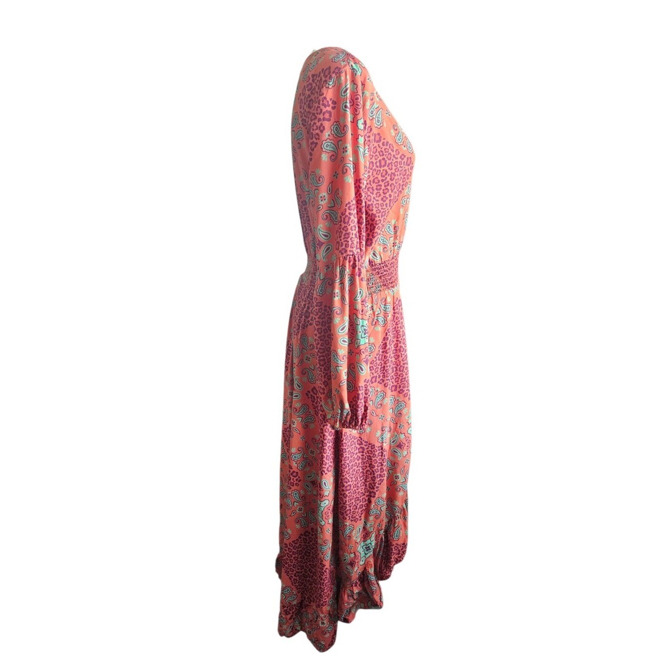 Wrangler Retro Boho Maxi Dress LG High Low Hem Western Country Prairie Cowgirl