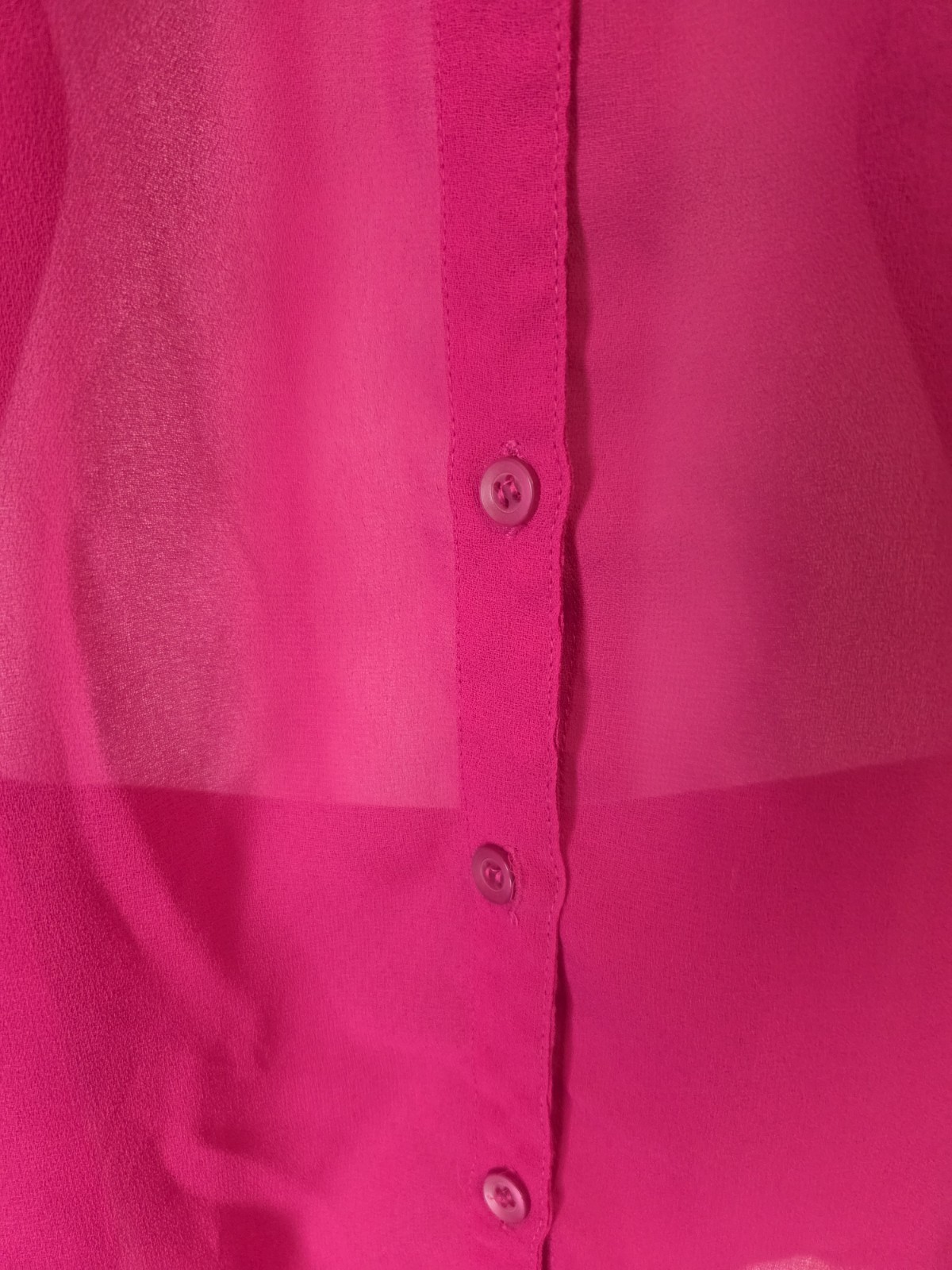 Vintage 80s Steven Barry Hot Pink Lightweight Sheer Button Front Top Shirt 9/10