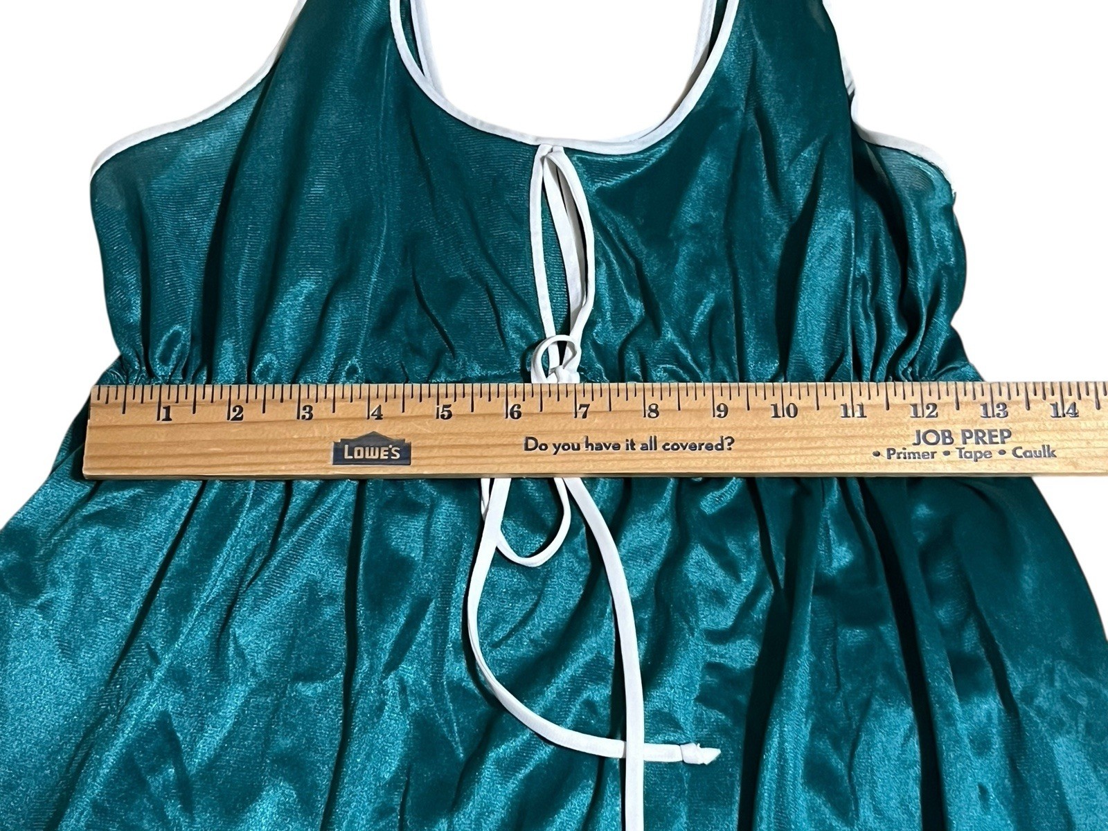 Vtg 80’s/90’s Silky Nylon Teal Keyhole Tie Sleep Dress Nightgown Romance S/M