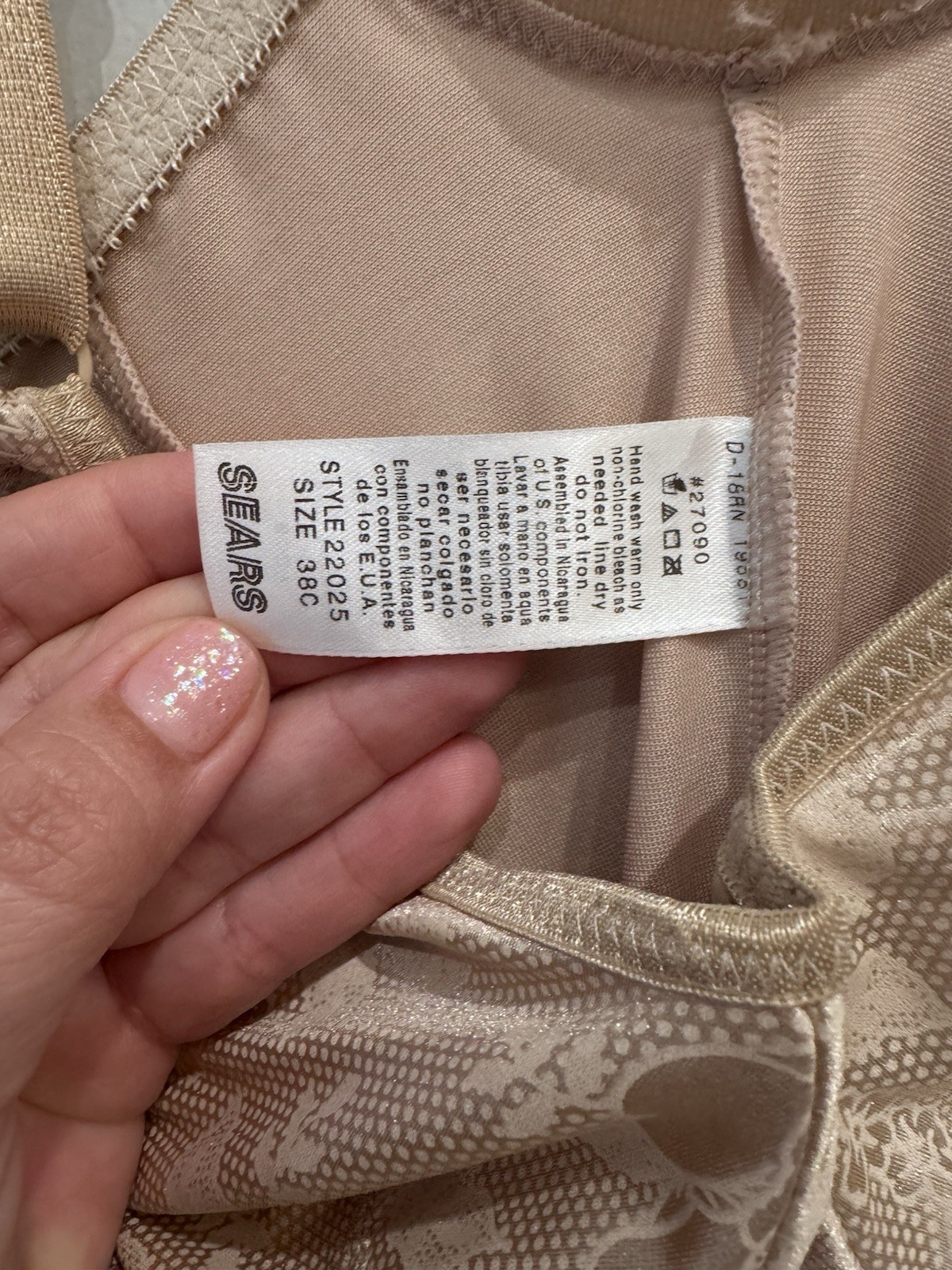 Vintage SEARS Shapewear Nude Bodysuit Adjustable Straps 38C Flower Pattern