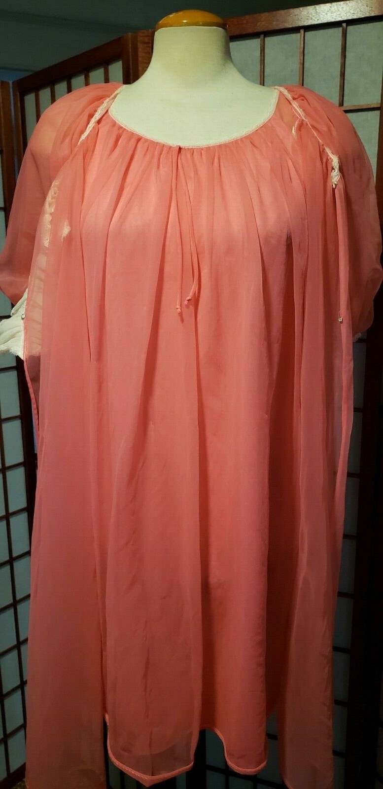 Lisette pink Chiffon Nightgown Robe Set Peignoir Babydoll 1950’s Honeymoon