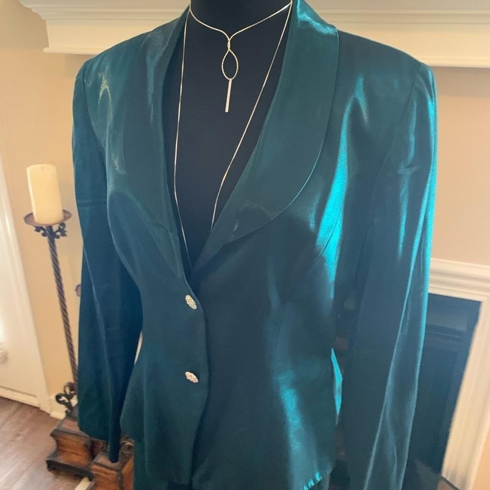 Alex Evenings vintage green emerald 2 piece skirt church wedding suit