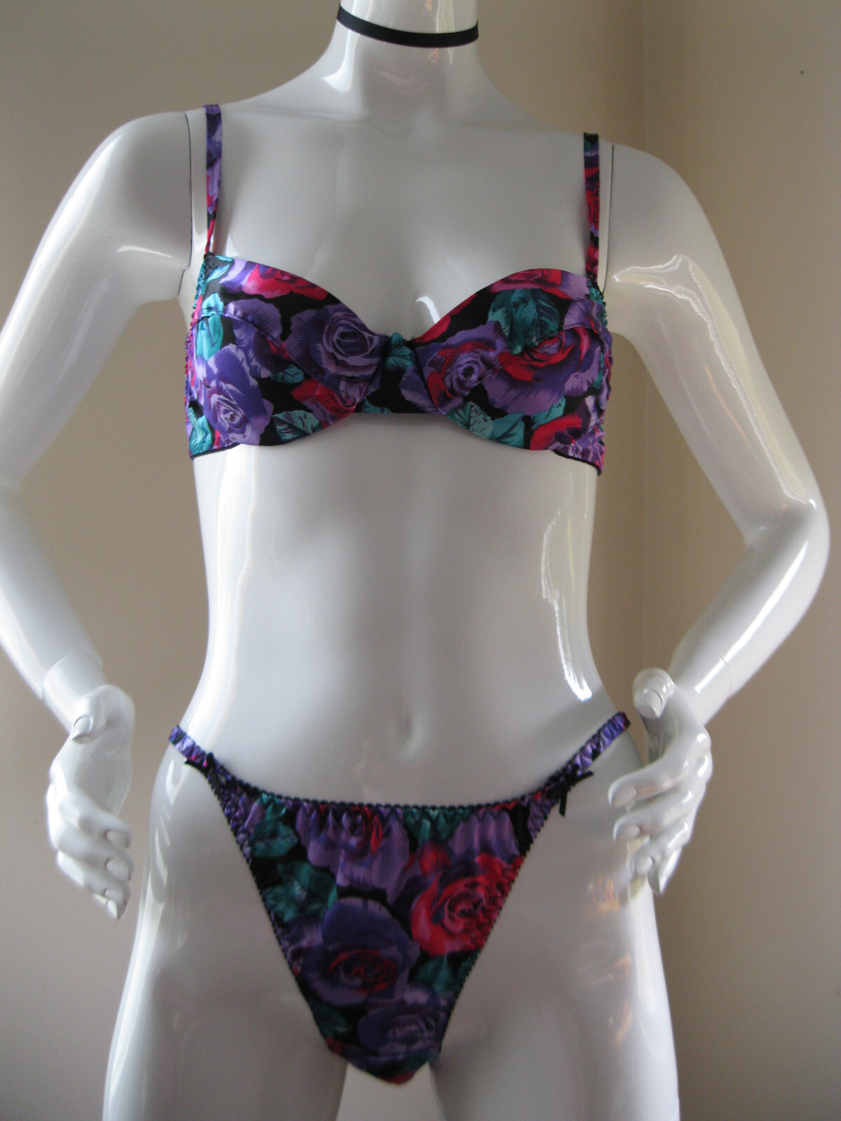 Rare Vintage Early 90’s New „LCA” Flower Pattern Bra/Panties Set 34B Panties 6/M