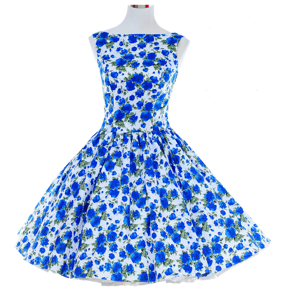 Retro Rockabilly 50s 60s Swing Vintage Dress Casual Print Floral Polka Dot Dress