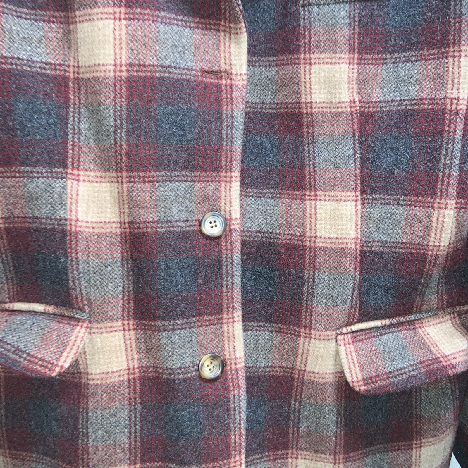 VTG L.L. Bean Women’s Plaid Wool Cashmere Blend Button Up Blazer Jacket – Sz 16p