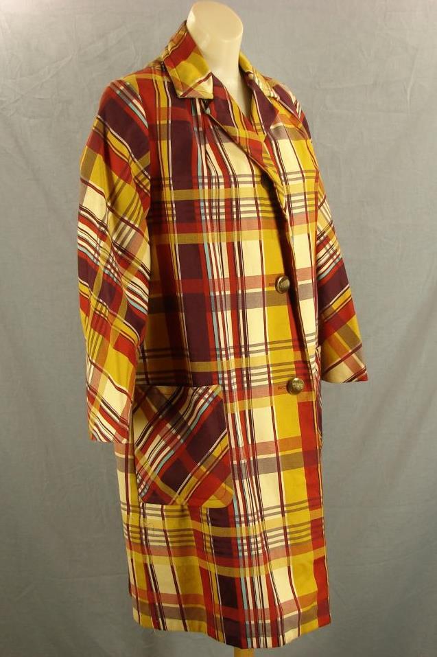 Women’s 70’s Vintage TUXSTER All Purpose rain Coat gaudy plaid Small