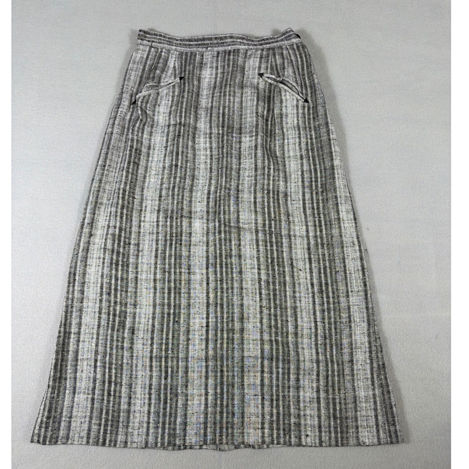 Vintage Lampl Fashions Grey Stripe A-Line Skirt Rayon Acetate Size 11/12 0698