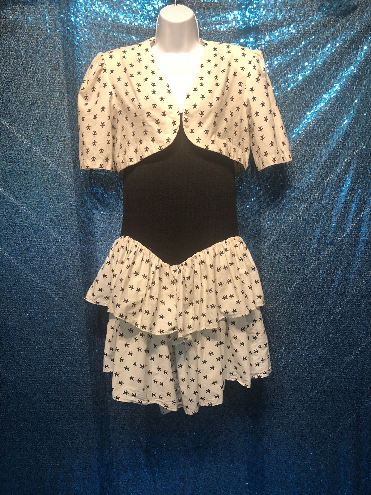 Vintage 90’s Notorious Drop Waist Asymmetrical Hem Mini Dress & Bolero Jacket ~M