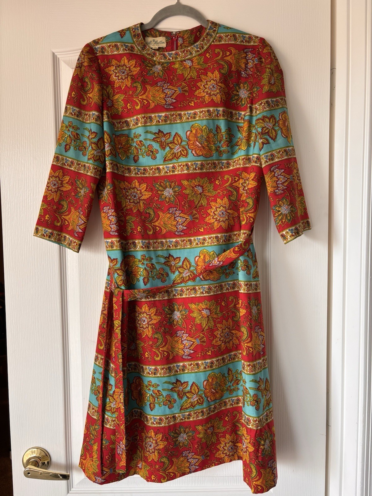 McMullen Vintage 70s Shirt Dress 100% Wool Lined Fabric Womens Size 10 floral