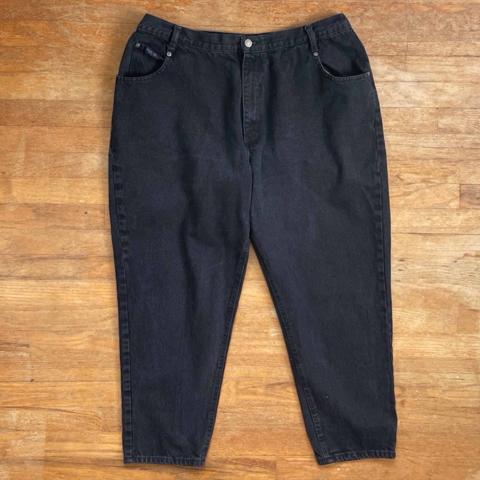 Vintage High Waist Jeans Plus Size 22WP 38″ Waist 1990s Faded Black Denim