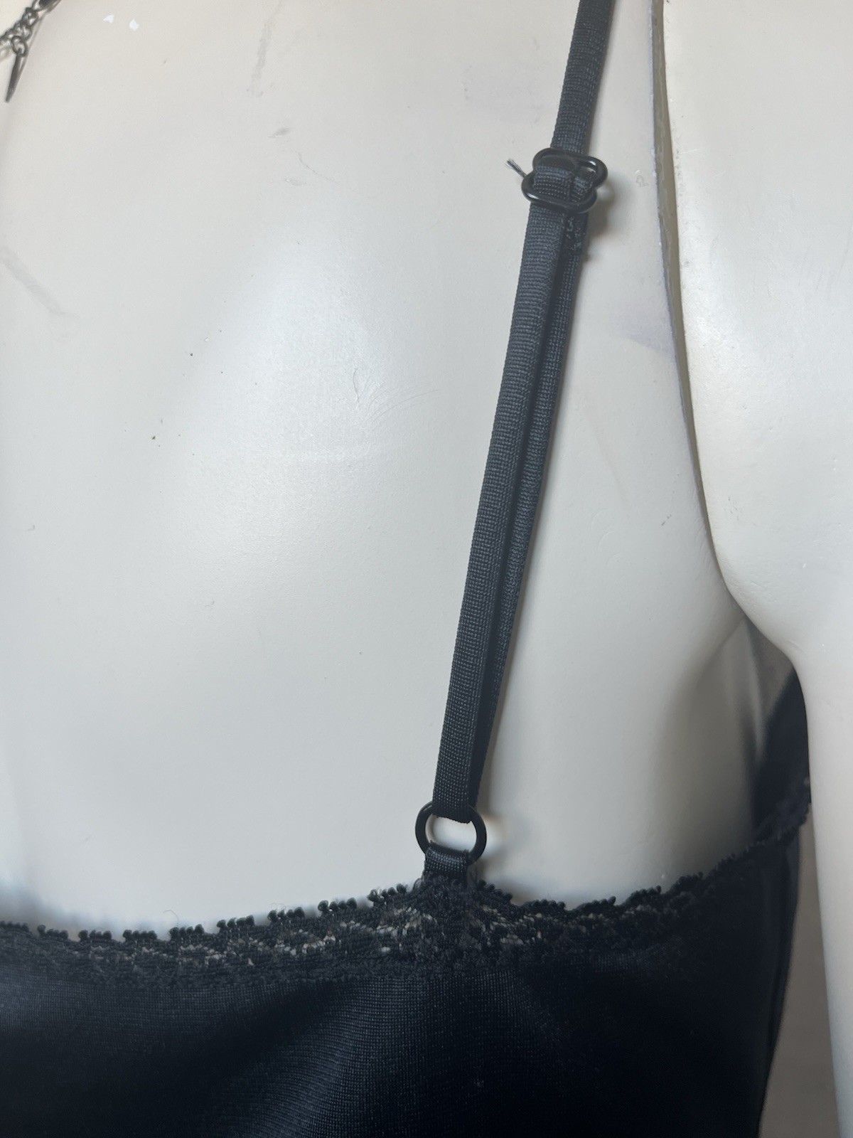 Vintage Lace Camisole Slip Top Black Sexy Evening Gothic Romantic 70s Lingerie M