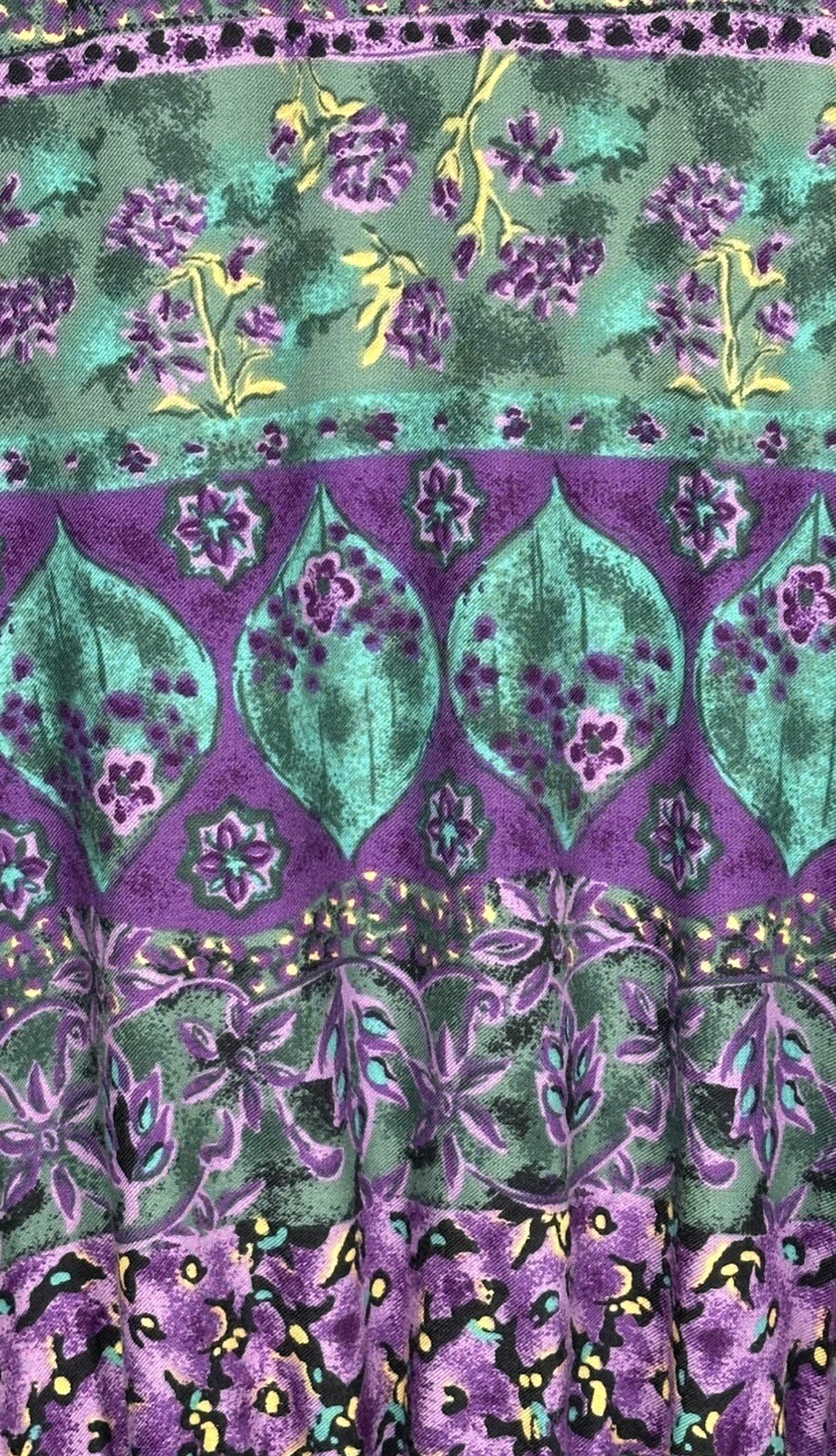 Vintage Terri Ellen Dress Womens 18 Tall Green Purple Rayon Blend – Missing Belt