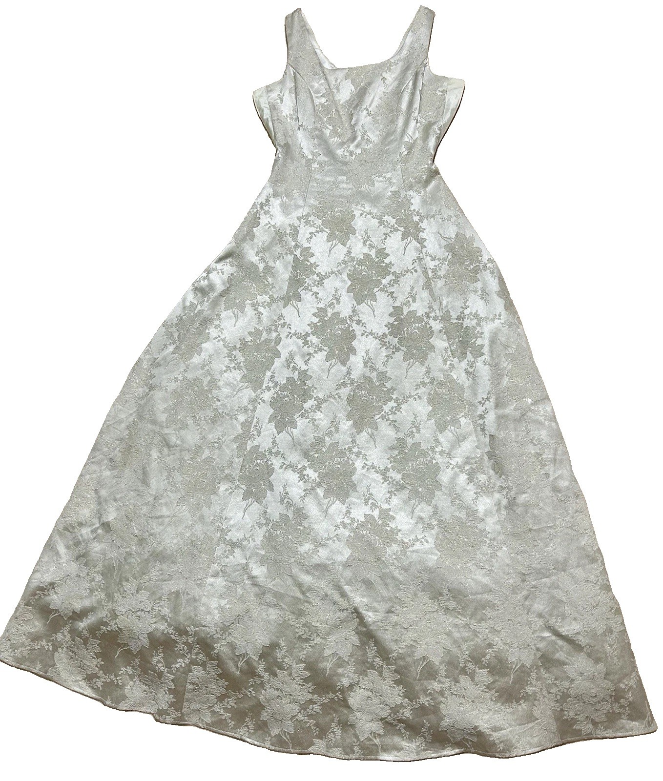 Vintage 90s Gunne Sax Size 3/4 Brocade Ivory Gold Gown Wedding Formal Jacquard