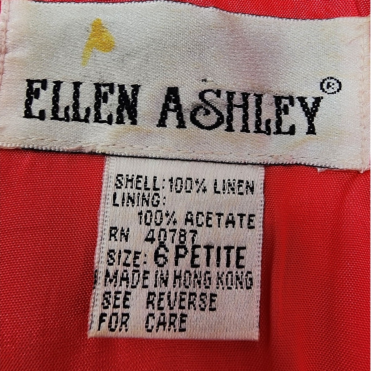 Vintage 90s Ellen Ashley Dress Womens 6 PETITE Linen Short Sleeve Sheath Pockets