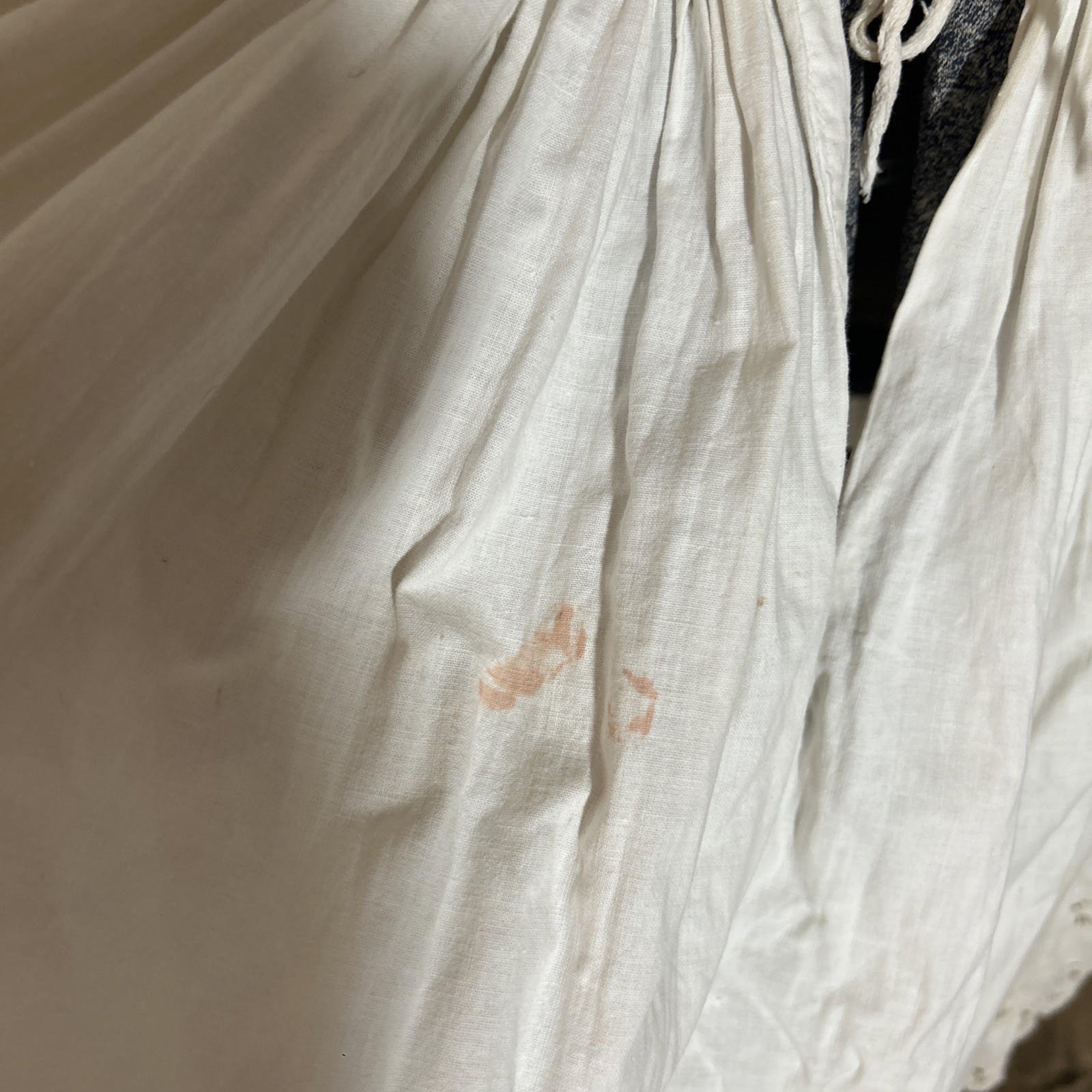 Antique Off White Cotton And Lace Heavyweight Petticoat Skirt