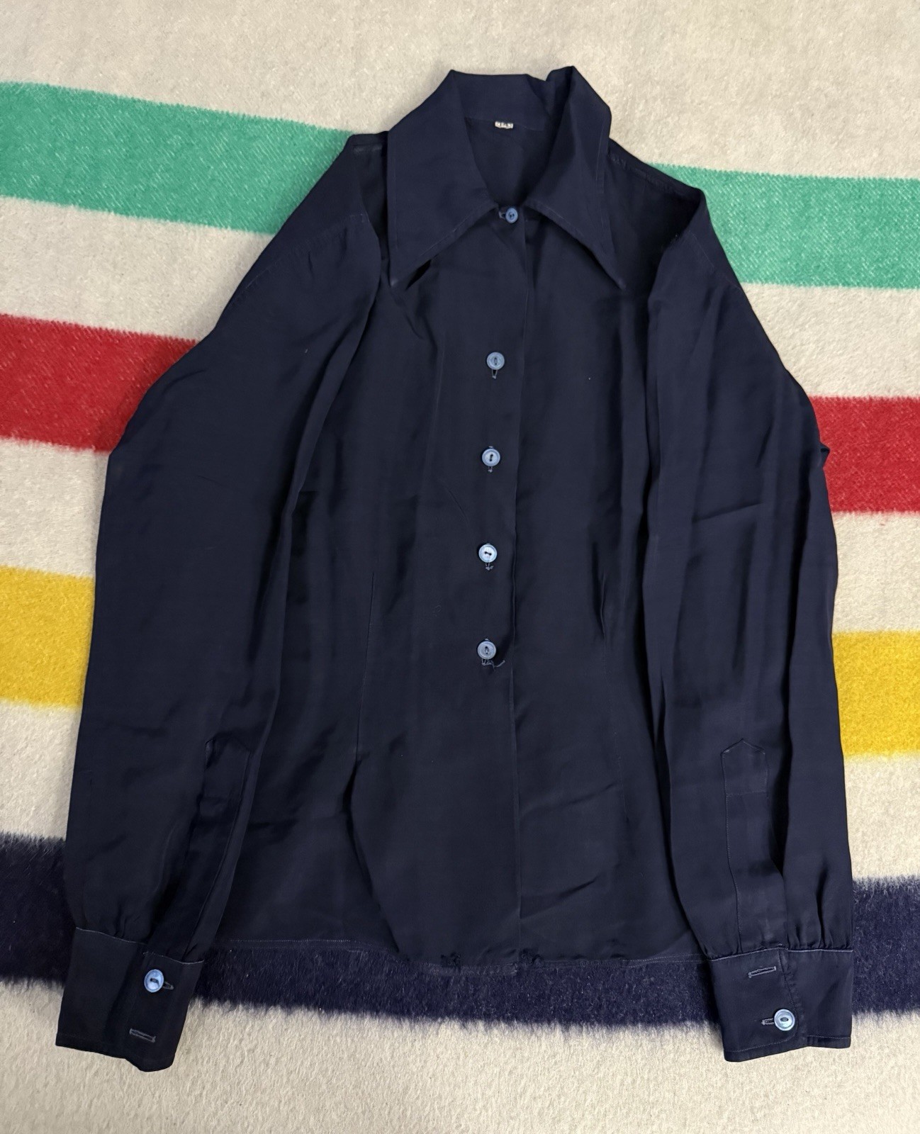 Vintage 40s WW2 Waves USN Us Navy Women’s Rayon Blouse Shirt S Small Military