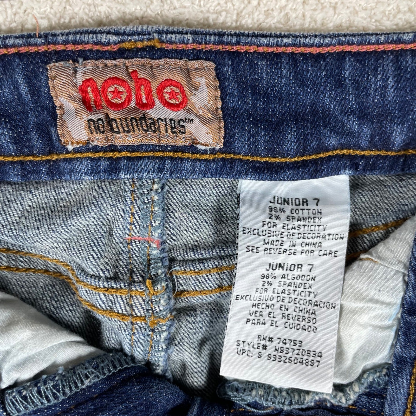 vintage Y2K micro mini low rise denim jean skirt juniors 7 back pocket stitching