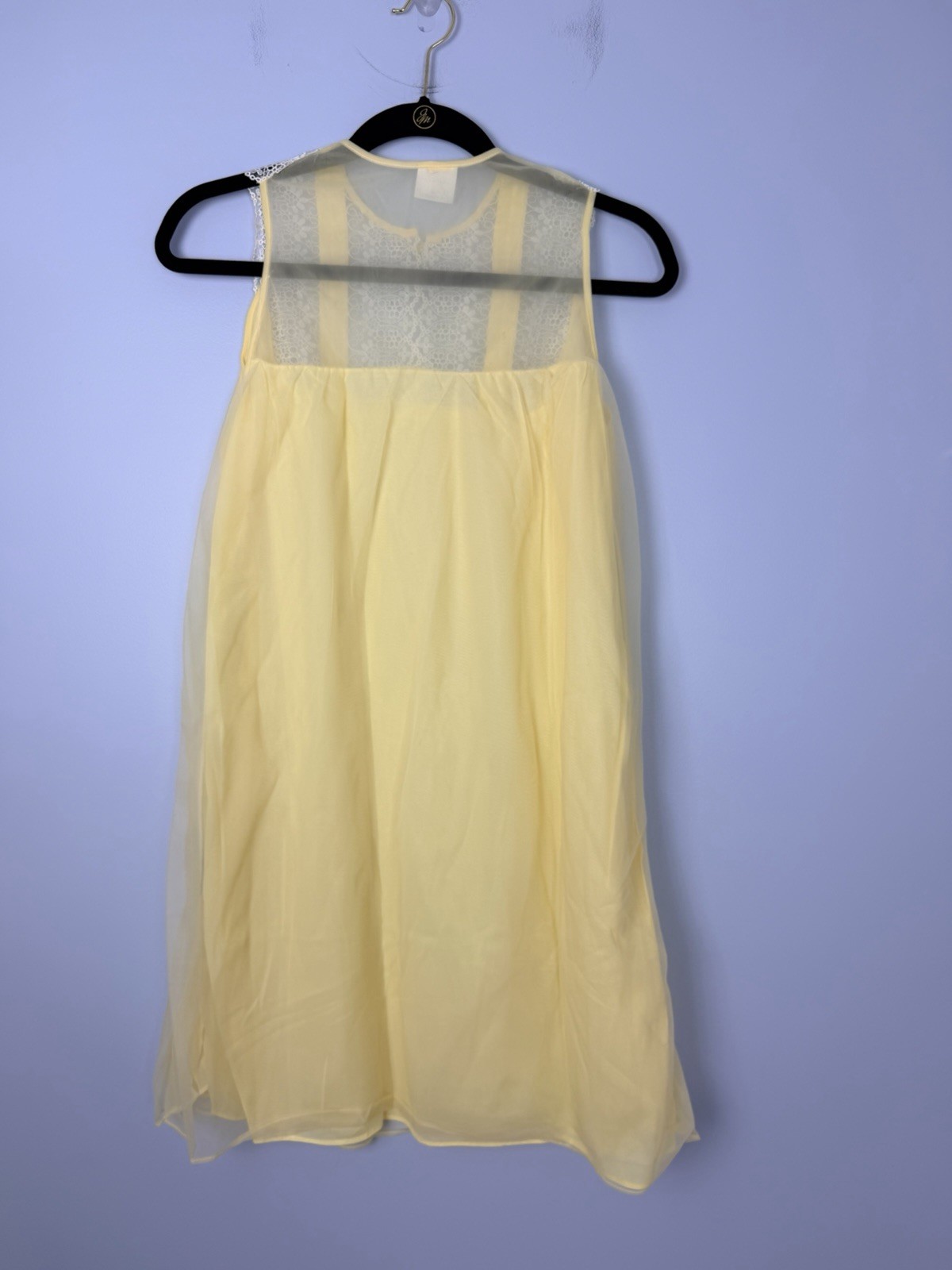 Vintage Fashioned by Belinda Yellow Chiffon Nightgown S Negligee Sheer Sleepwear