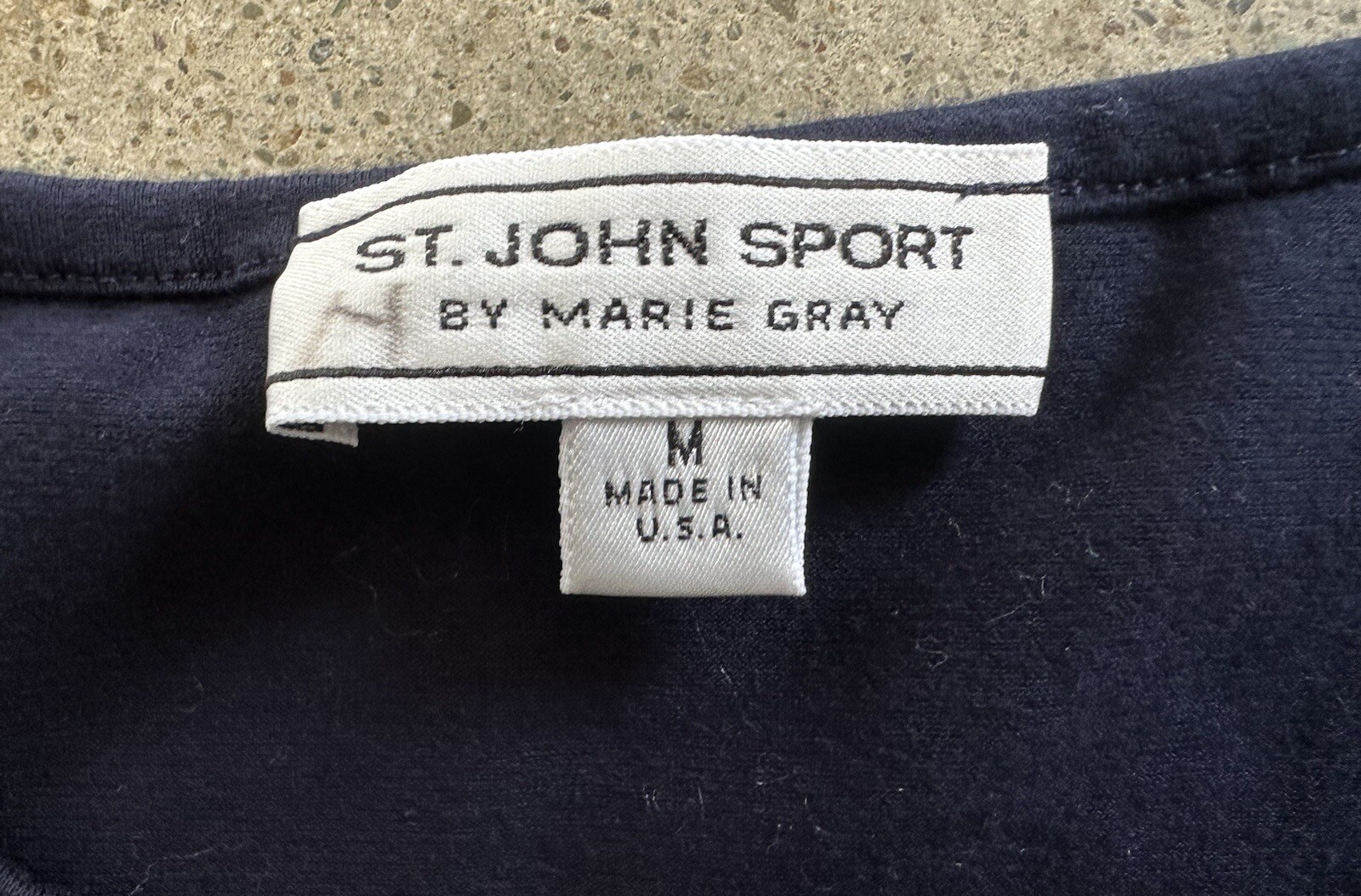 Vintage St. John Sport by Marie Gray Solid Navy Blue Top Size M Made in USA