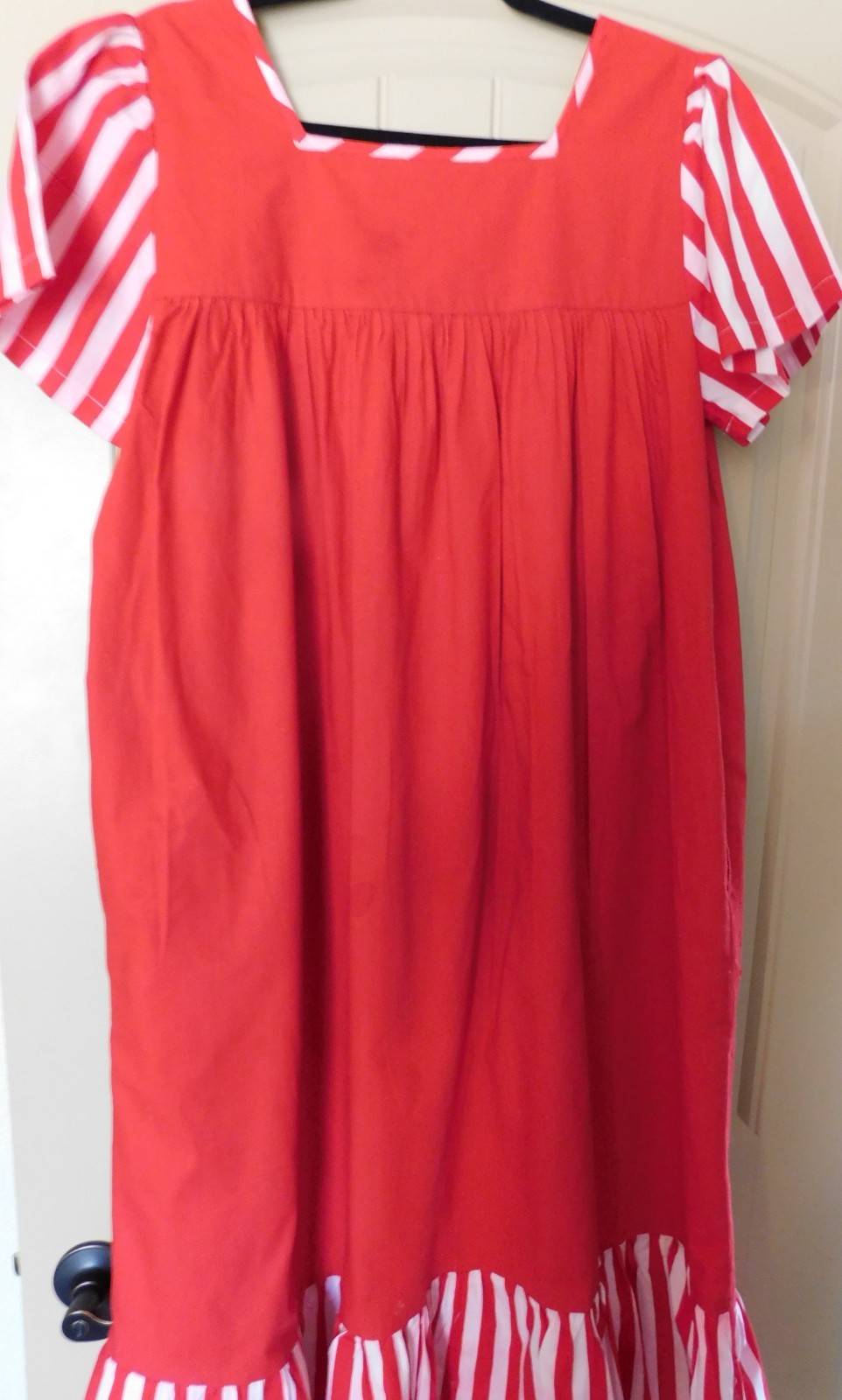 Vintage Women’ Dress Sea Wind Mumu 1980’s Beach Mumu Red White Blue Beach Dress