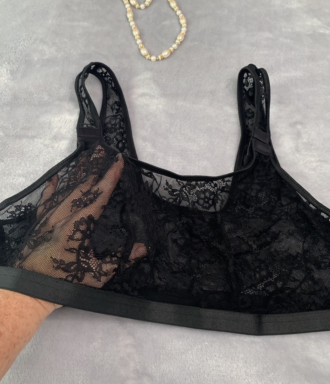 NEW SEE Thru Sheer 38 40 Bra / Bralette Soft NO WIRES XL Unique Design