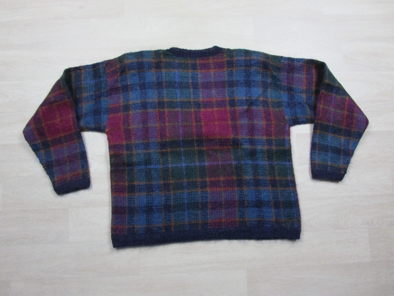 Vintage 80s Paul Harris Mohair Blend Sweater Womens (M) Shoulder Pads Plaid