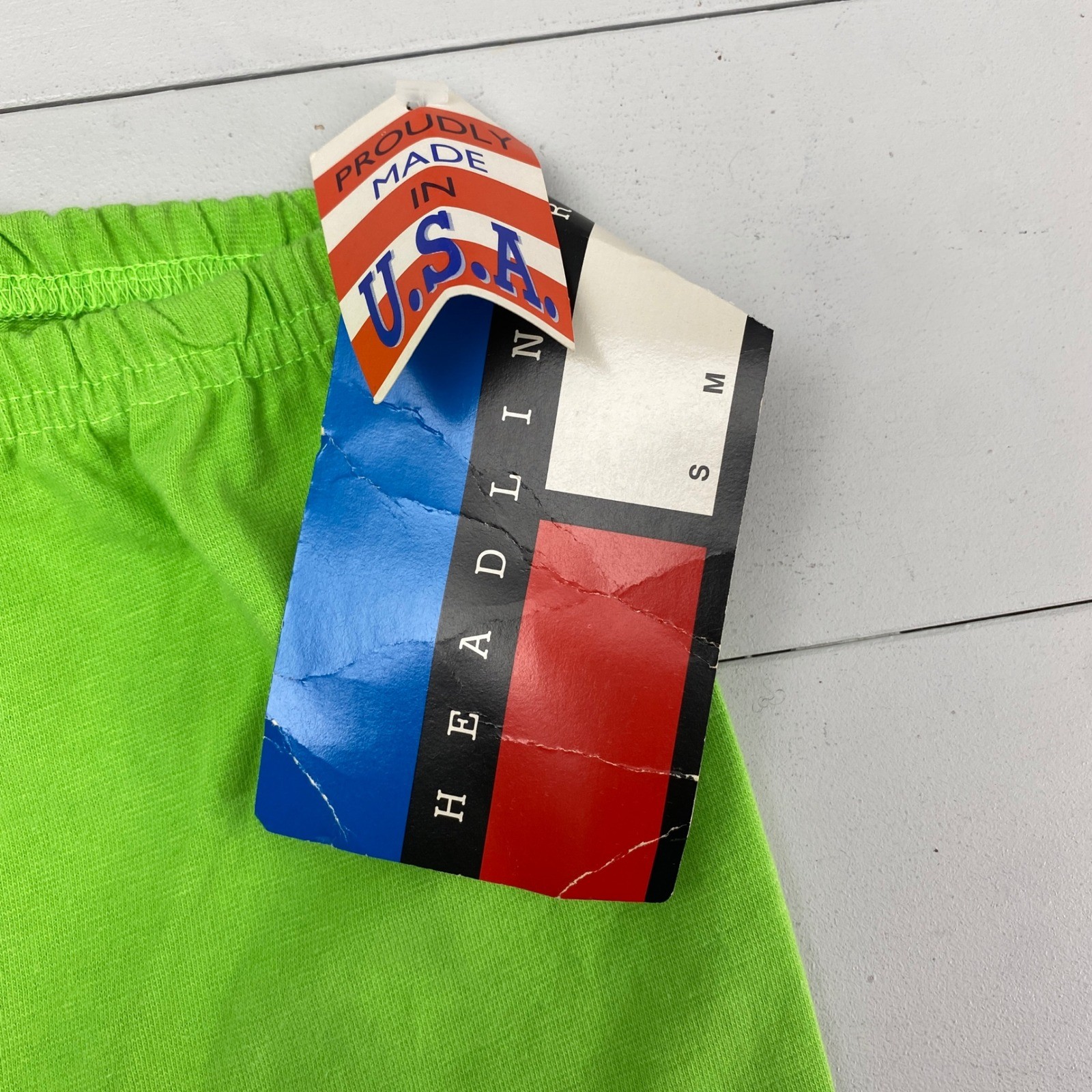 Headliners Vintage 90s Neon Green Biker Shorts Women Small Made in USA Retro