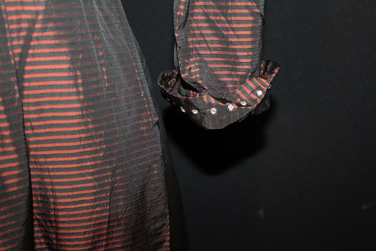 RARE VINTAGE 1950’S BRONZE SILK TAFFETA EVENING DRESS WITH RHINESTONES SIZE 4-6