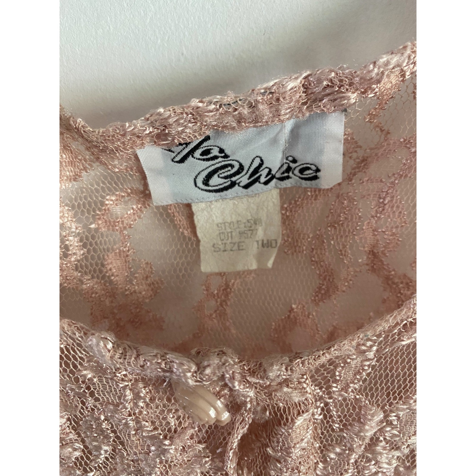 La Chic Vintage Pink Lace Midi Dress Sheer Button Front Rose Buttons USA