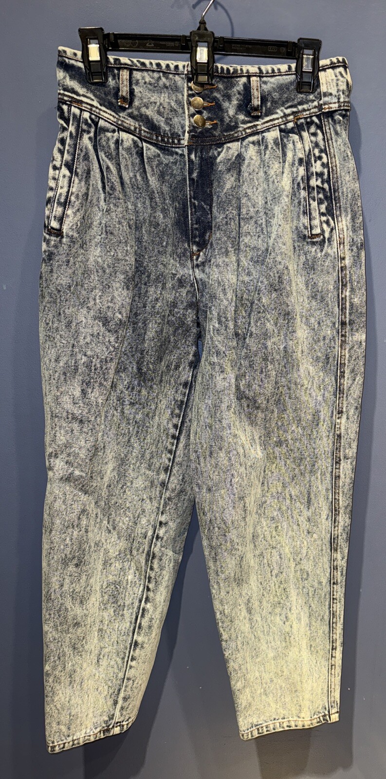 28 X 27 Jeans, Baggy Acid Wash, Vintage North West Blue Empire Waist 100% Cotton