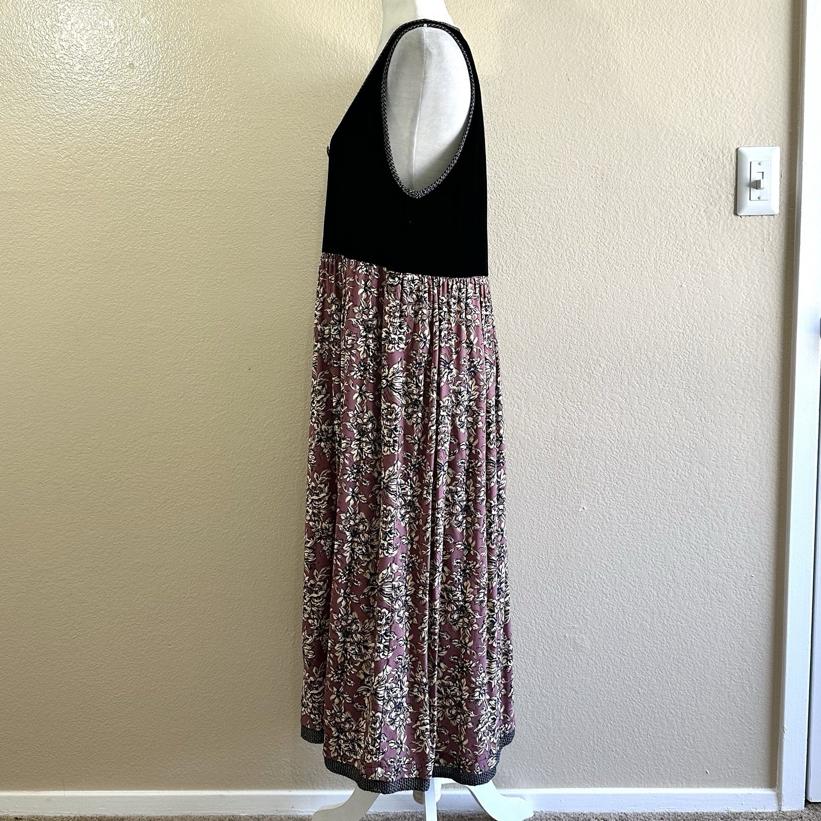 Carol Anderson Vtg 90s Floral Velvet Maxi Dress Women’s MP