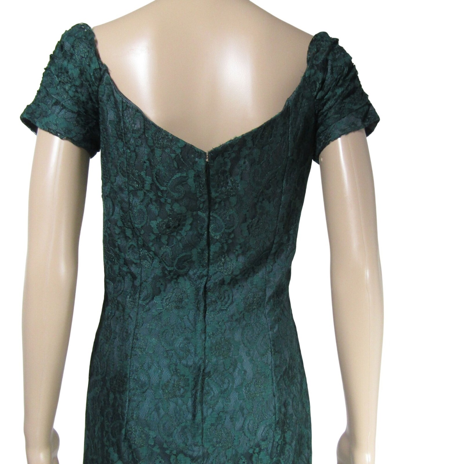 VTG 80s Forest Green S LACE Milkmaid WHIMSIGOTH Romantic Fairy Maxi Prom dress