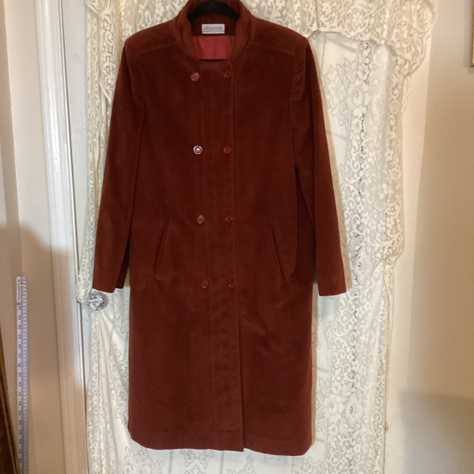 Vintage Aloran Kashana Cashmere Burgundy Long Coat Size 12