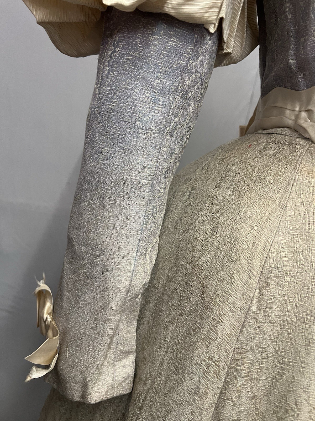 1880’s Gray & Ivory Silk Bustle Gown