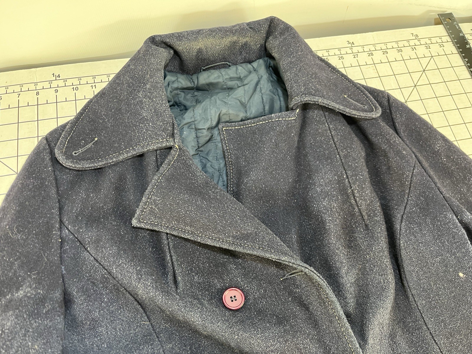 Vintage 60s 70s Wool Pea Over Coat Hippy Mod Disco Dance Hollywood Atomic Retro