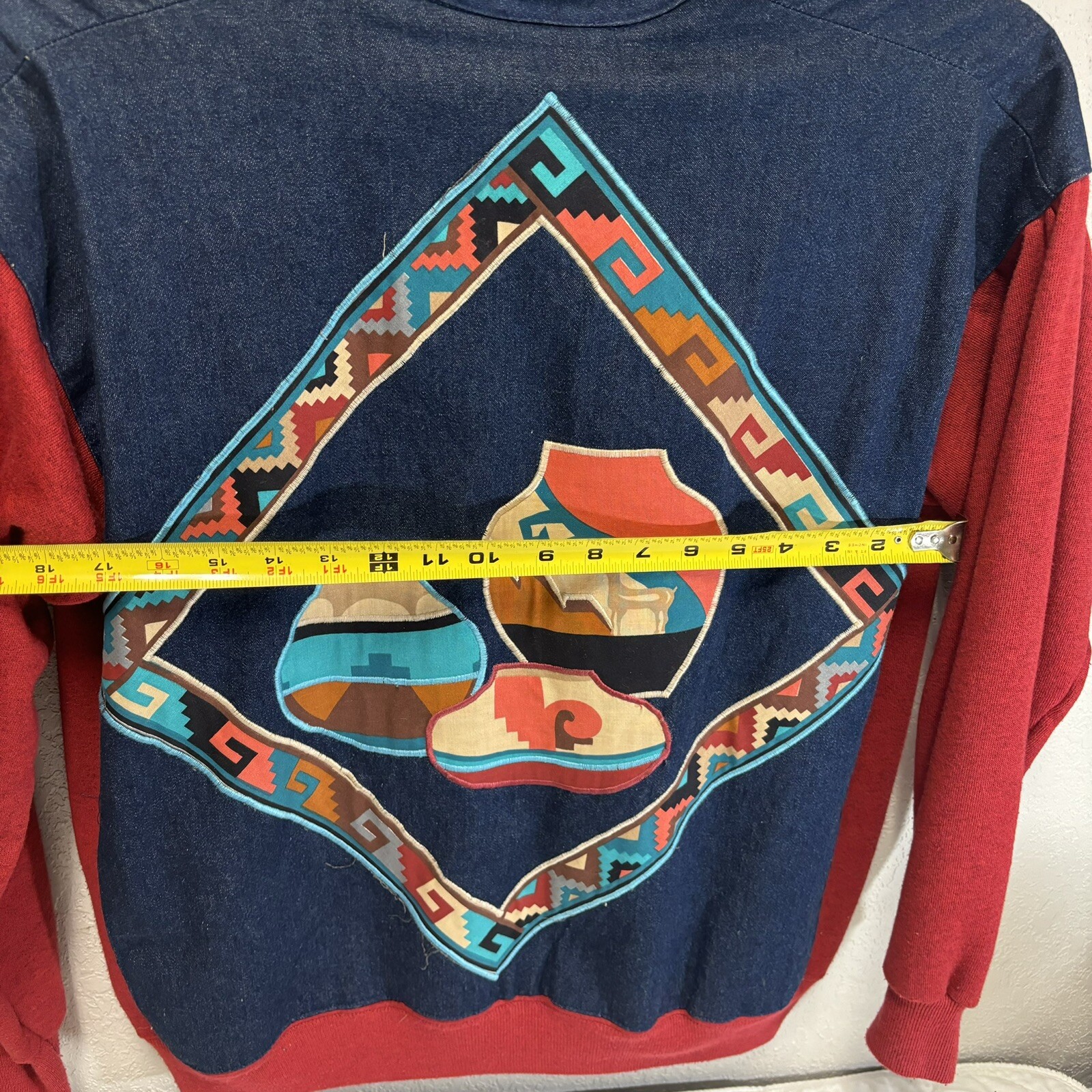 Vintage HANES HER WAY cottagecore granycore Denim Sweatshirt Jacket Southwest XL
