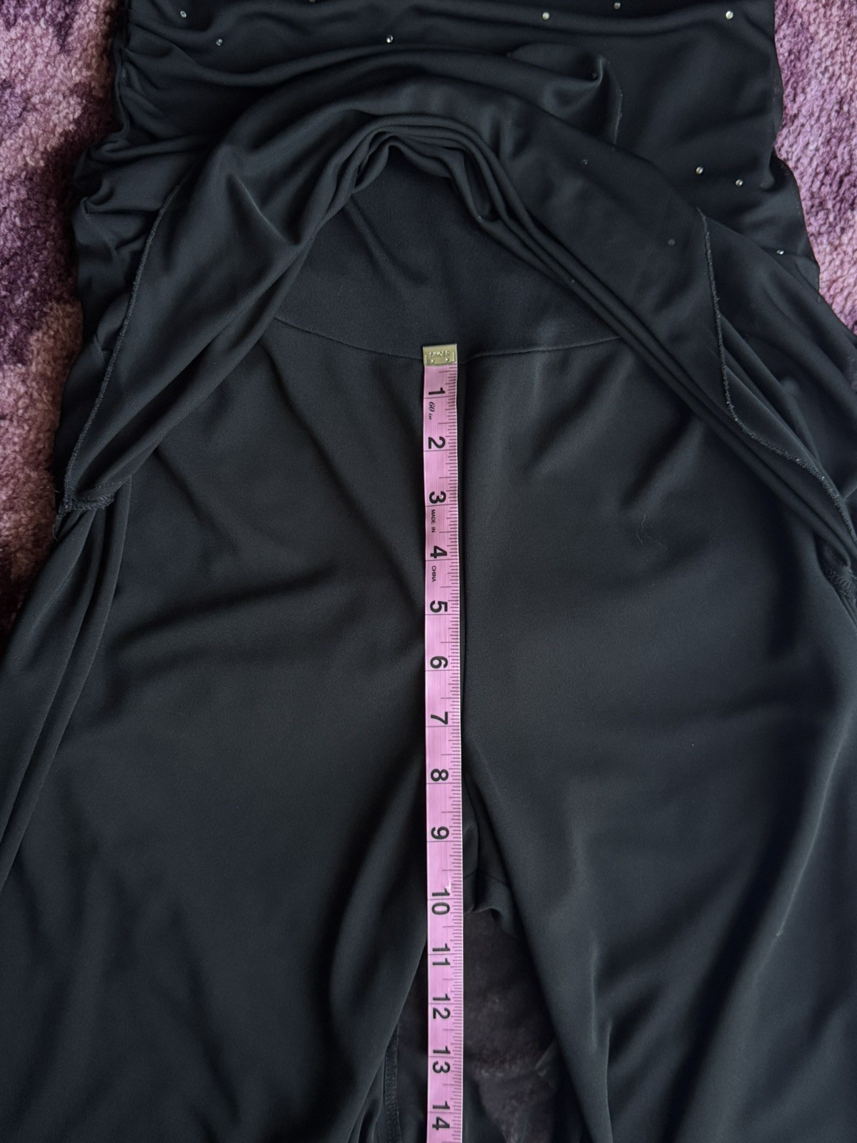 90’s Y2K Vintage Black Rhinestone Jumpsuit Sheer Overlay Made In USA, Size XS-S