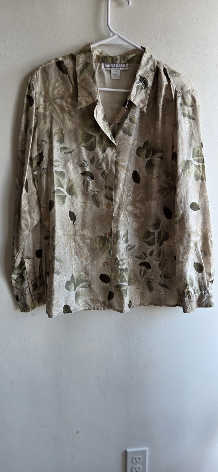 Vintage 80s/90s 100% Silk Long Sleeve Floral Design Y2K Blouse Size M Retro