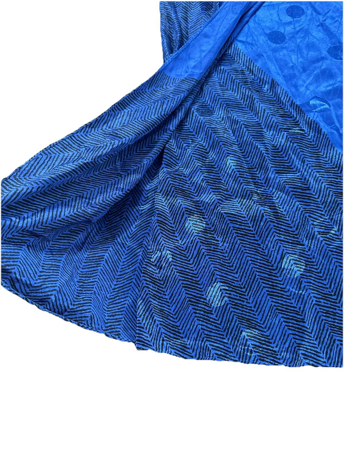 Blue Vintage 80’s Satin Print Rayon Slip Dress Faux Wrap Medium Evening Studio54