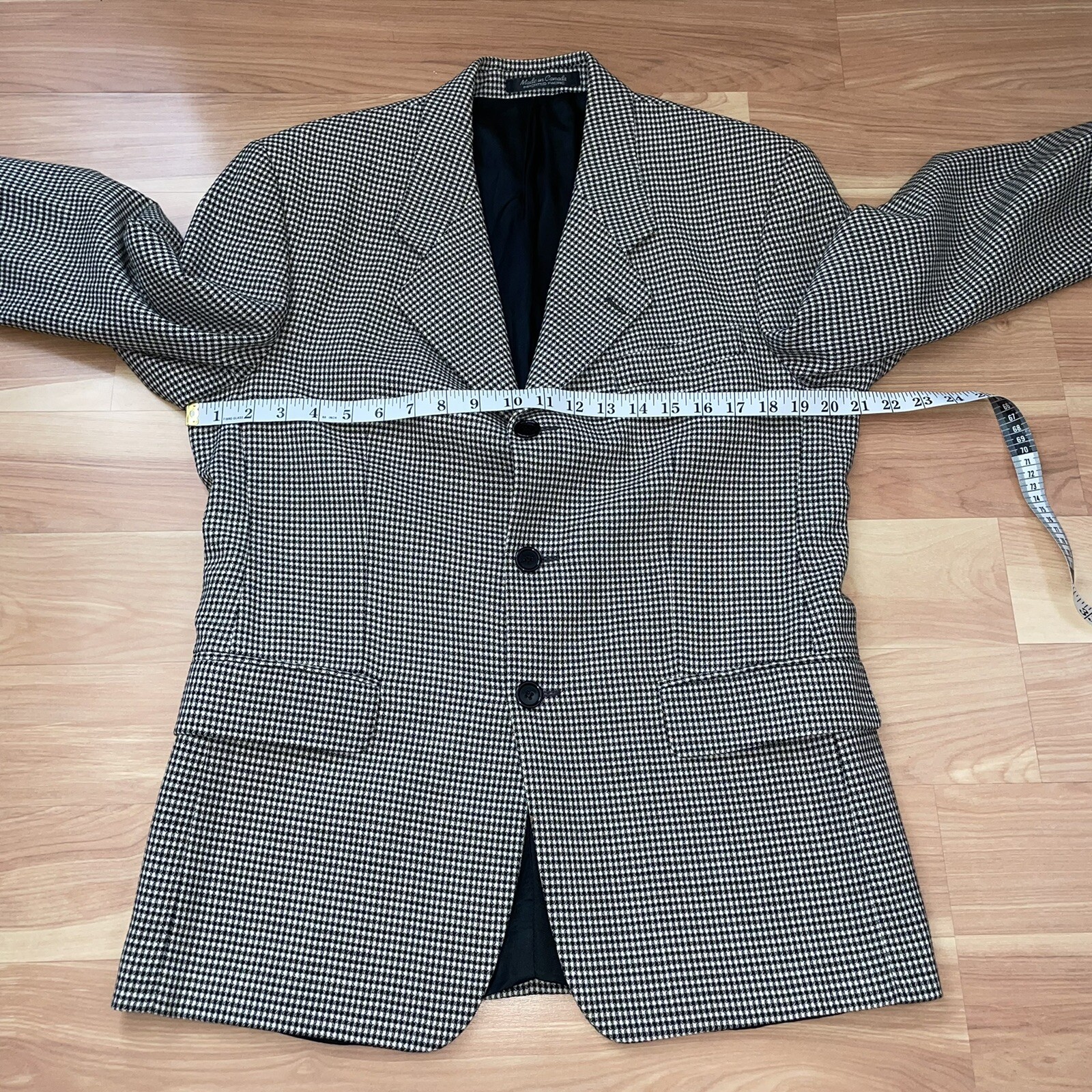 Vintage Wool Black/White Checkered Oversized Blazer Sz S/Medium Academia Preppy