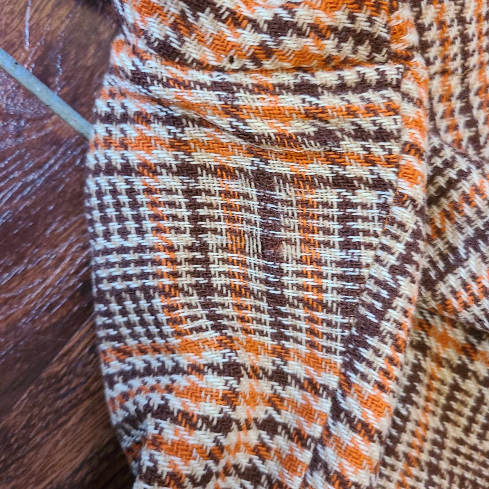 1970s Orange Plaid Happy Legs Bell-Bottom Pants Size S/M
