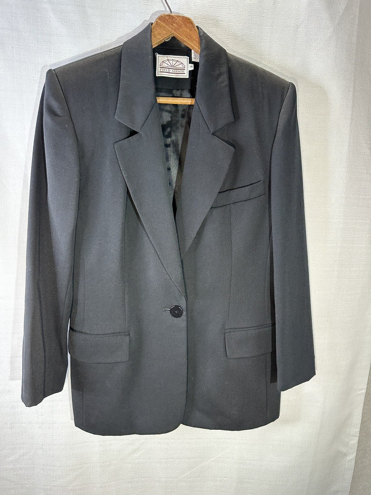 Vintage 100% Wool Blazer & Pencil Skirt Set Black Fully Lined Woman’s SZ-8